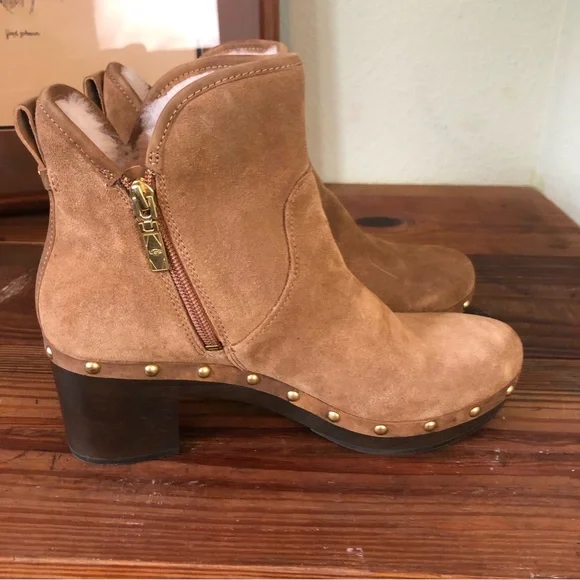 UGG Cam II Suede / Sheepskin Clog Heel Ankle Booties Boots Chestnut US 9… - Picture 13 of 13